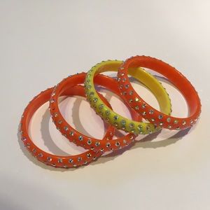Vintage Plastic Rhinestone Kids Bangle Set